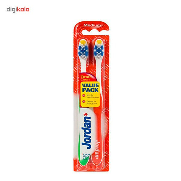 مسواک جردن مدل Total Clean با برس متوسط بسته 2 عددی