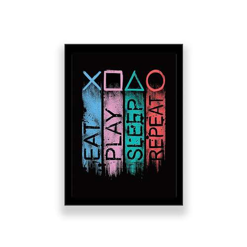 تابلو طرح تایپوگرافی مدل Eat Play Sleep Repeat 