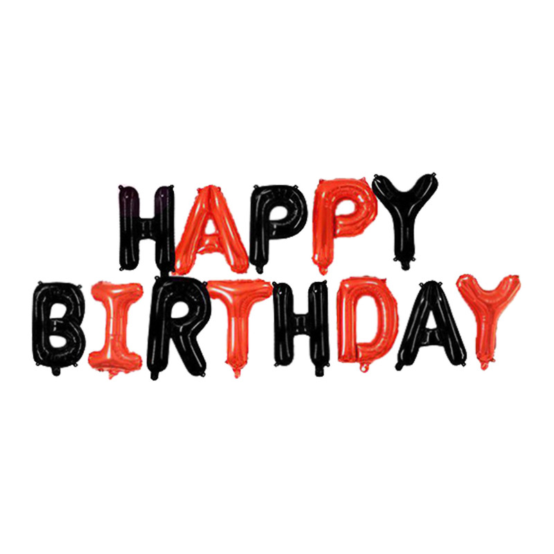 بادکنک بانیبو مدل Black-Red Happy Birthday سایز 120