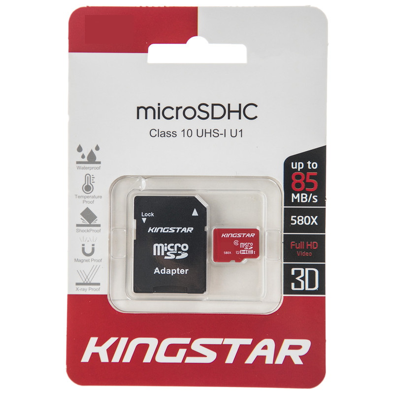 تصویر کارت حافظه microSDHC کینگ استار کلاس 10 استاندارد UHS-I U1 سرعت 85MBps همراه با آداپتور SD ظرفیت 16 گیگابایت