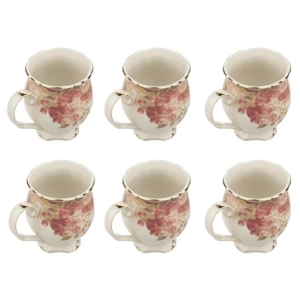 لیوان لمونژ طرح گل میخک کد 96 بسته 6 عددی