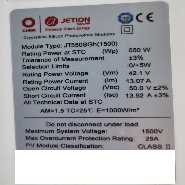 پنل خورشیدی برند جِشِن سولار مدل JT-SGh ظرفیت 550 وات پنل خورشیدی برند جِشِن سولار مدل JT-SGh ظرفیت 550 وات