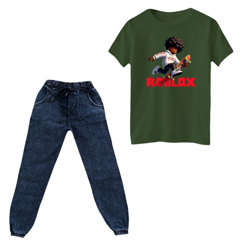 ست تی‌شرت و شلوار پسرانه مدل روبلاکس کد 6