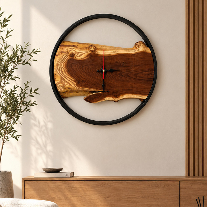 ساعت دیواری چوبی روستیک مدل c50