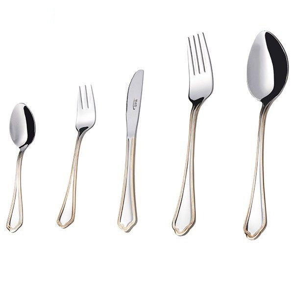 سرویس قاشق و چنگال 30 پارچه ناب استیل مدل ونیز