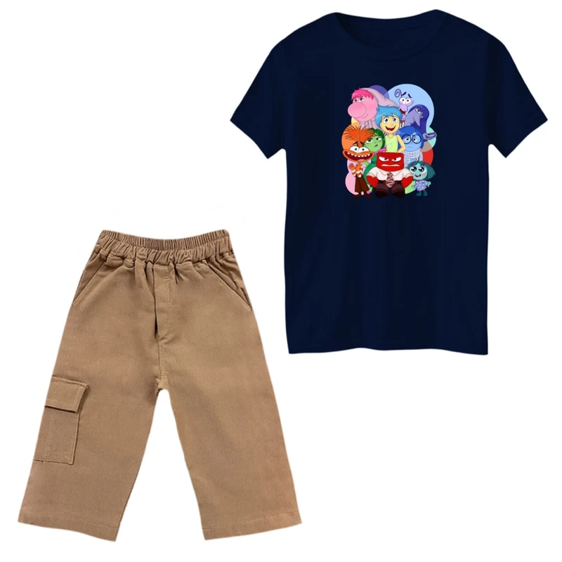 ست تی‌شرت و شلوارک دخترانه مدل درون و بیرون کد 02