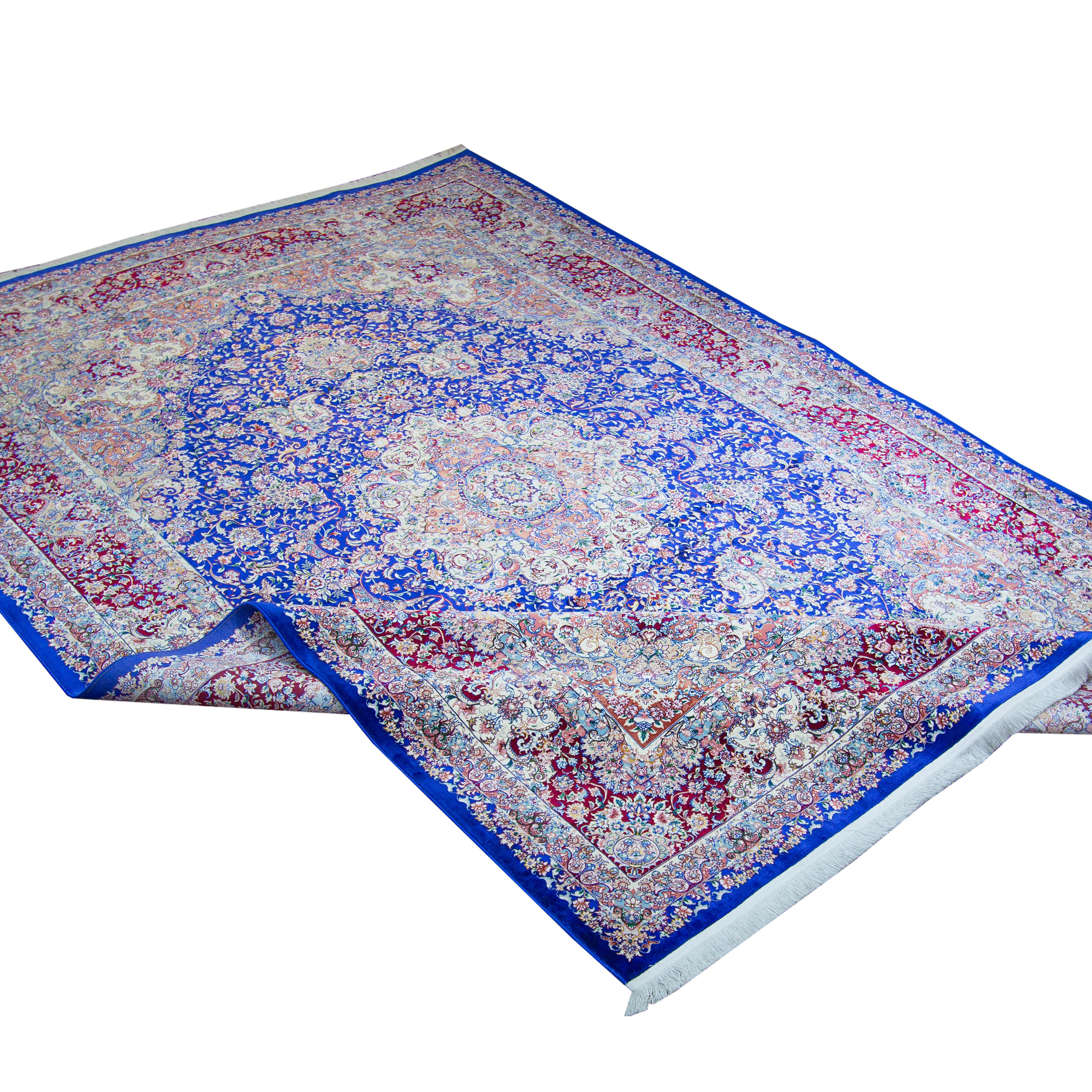 فرش ماشینی مدل ابریشمی هیلا کلکسیون کد 110929 زمینه سرمه ای