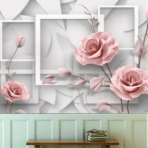 کاغذ دیواری طرح شاخه گل رز کد KF632