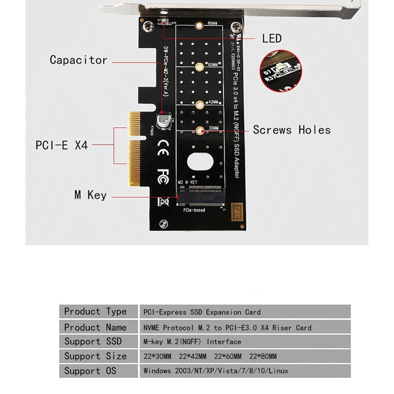 کارت توسعه PCI-E افزایش M.2 NVME مدل PCM2 3