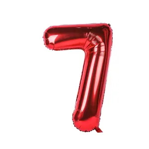 بادکنک فویلی عدد 7 هپی بری قرمز سایز 32 اینچ