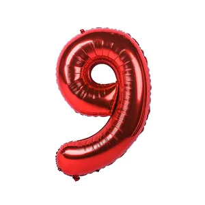 بادکنک فویلی عدد 9 هپی بری قرمز سایز 32 اینچ