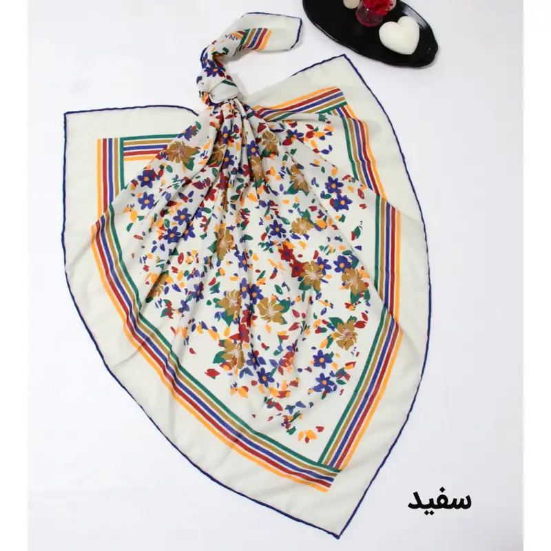 روسری زنانه مدل نخی خنک تابستانی طرح گل ریز  کد ana-5026