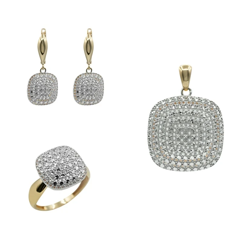 نیم ست طلا 18 عیار زنانه طلای کامک مدل آوا مربع