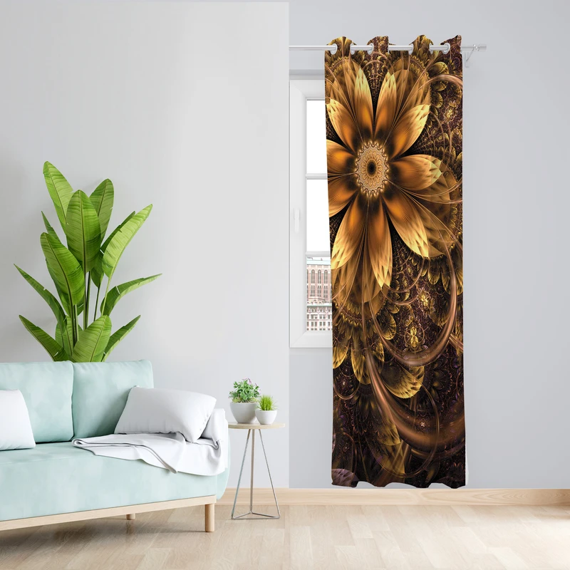 پرده طرح گل مدل مخمل پانچی کد L 1391R Z سایز 140x200 سانتی متر