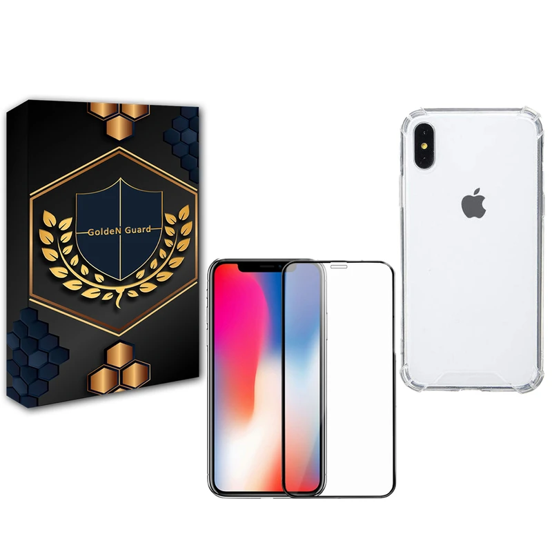 کاور گلدن گارد مدل کپسولی مناسب برای گوشی موبایل اپل Iphone XS MAX به همراه محافظ صفحه نمایش شیشه ای