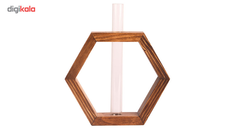 گلدان چوبی کهربا مدل 6 ضلعی