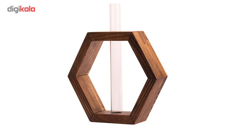 گلدان چوبی کهربا مدل 6 ضلعی