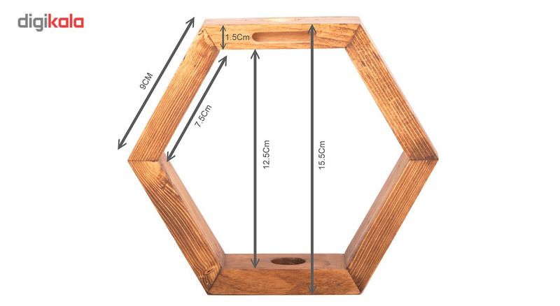 گلدان چوبی کهربا مدل 6 ضلعی