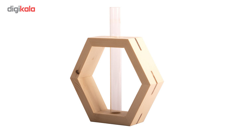 گلدان چوبی کهربا مدل 6 ضلعی