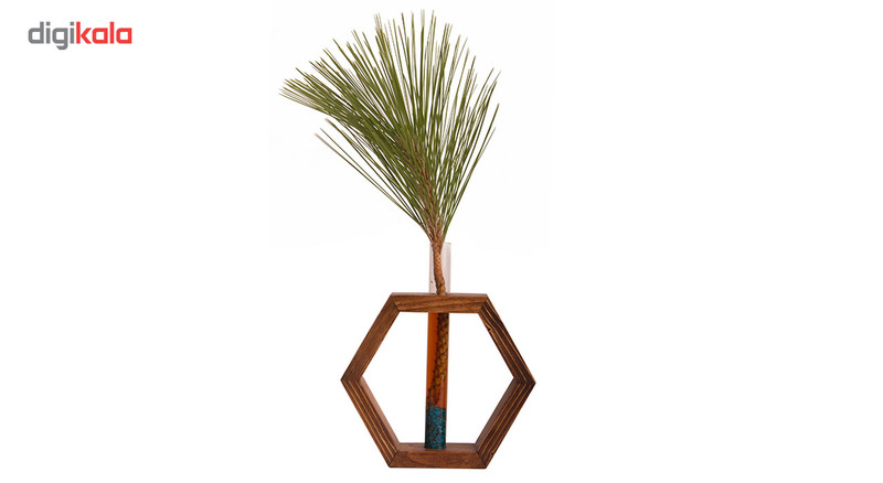 گلدان چوبی کهربا مدل 6 ضلعی