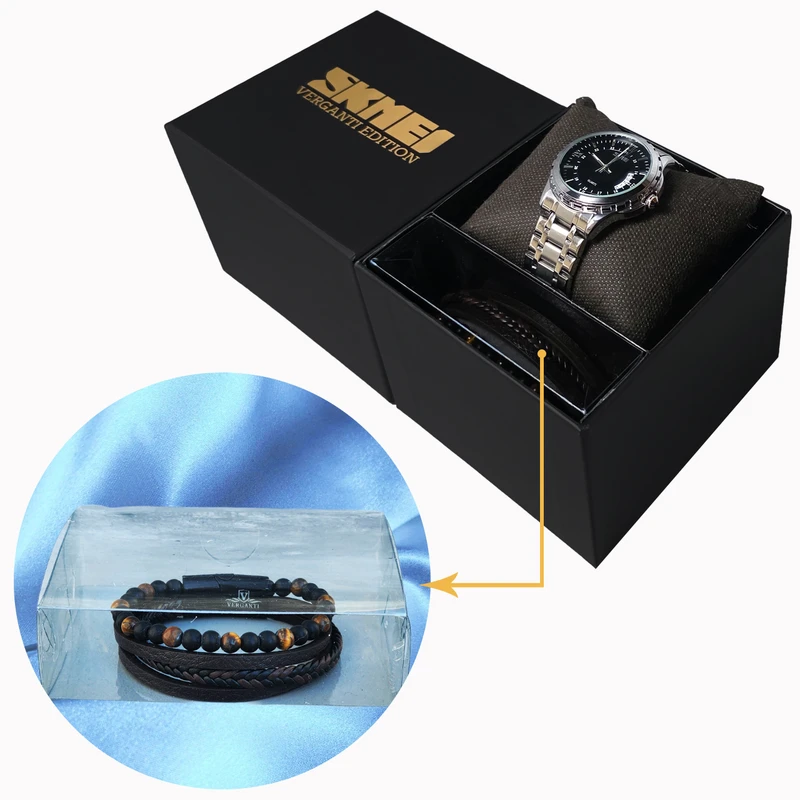 عکس شماره 12 : ساعت مچی عقربه-ای کوارتز مردانه اسکمی مدل 9069bk به همراه دستبند