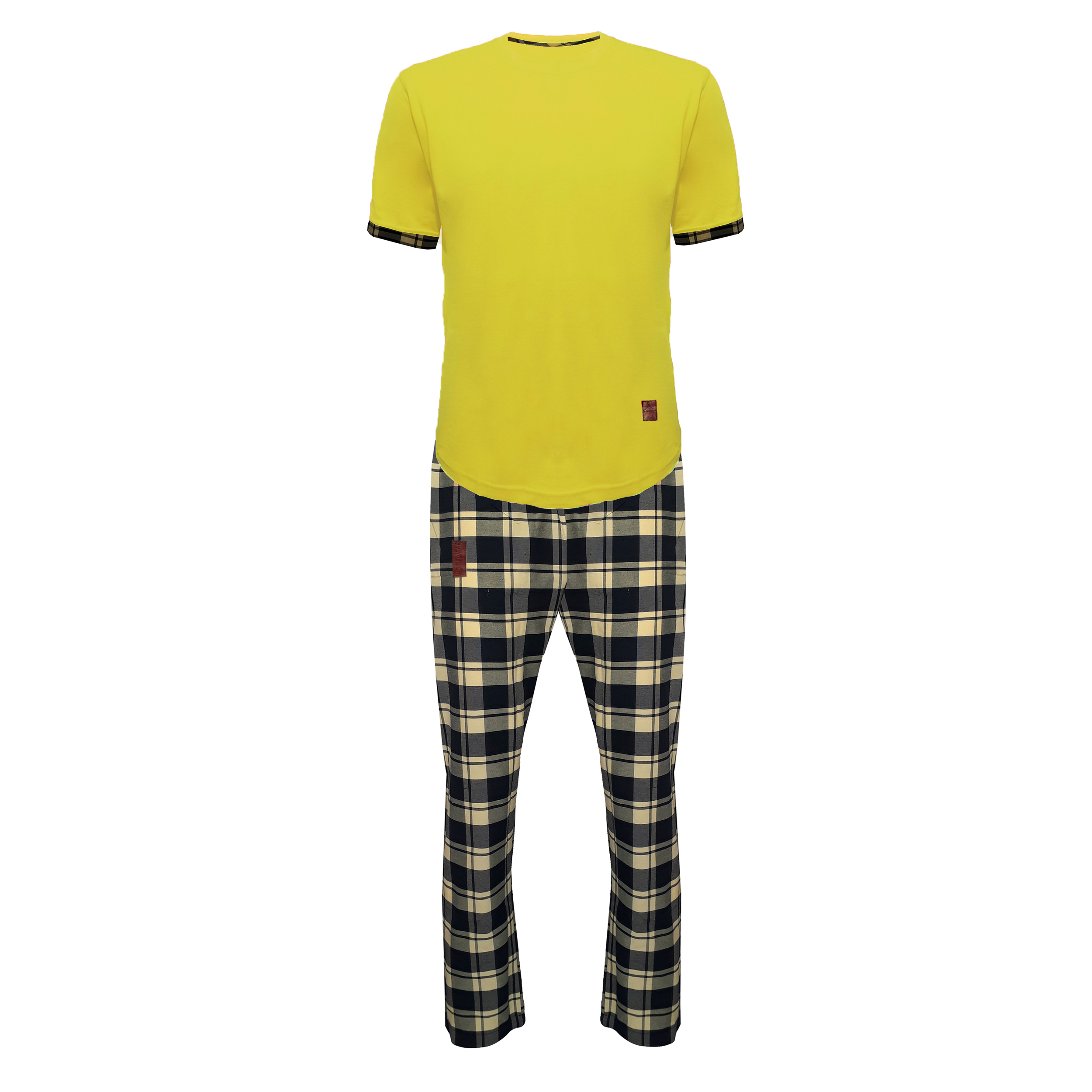 ست تی شرت و شلوار مردانه لباس خونه مدل طه 000216 کد 5814667 رنگ لیمویی