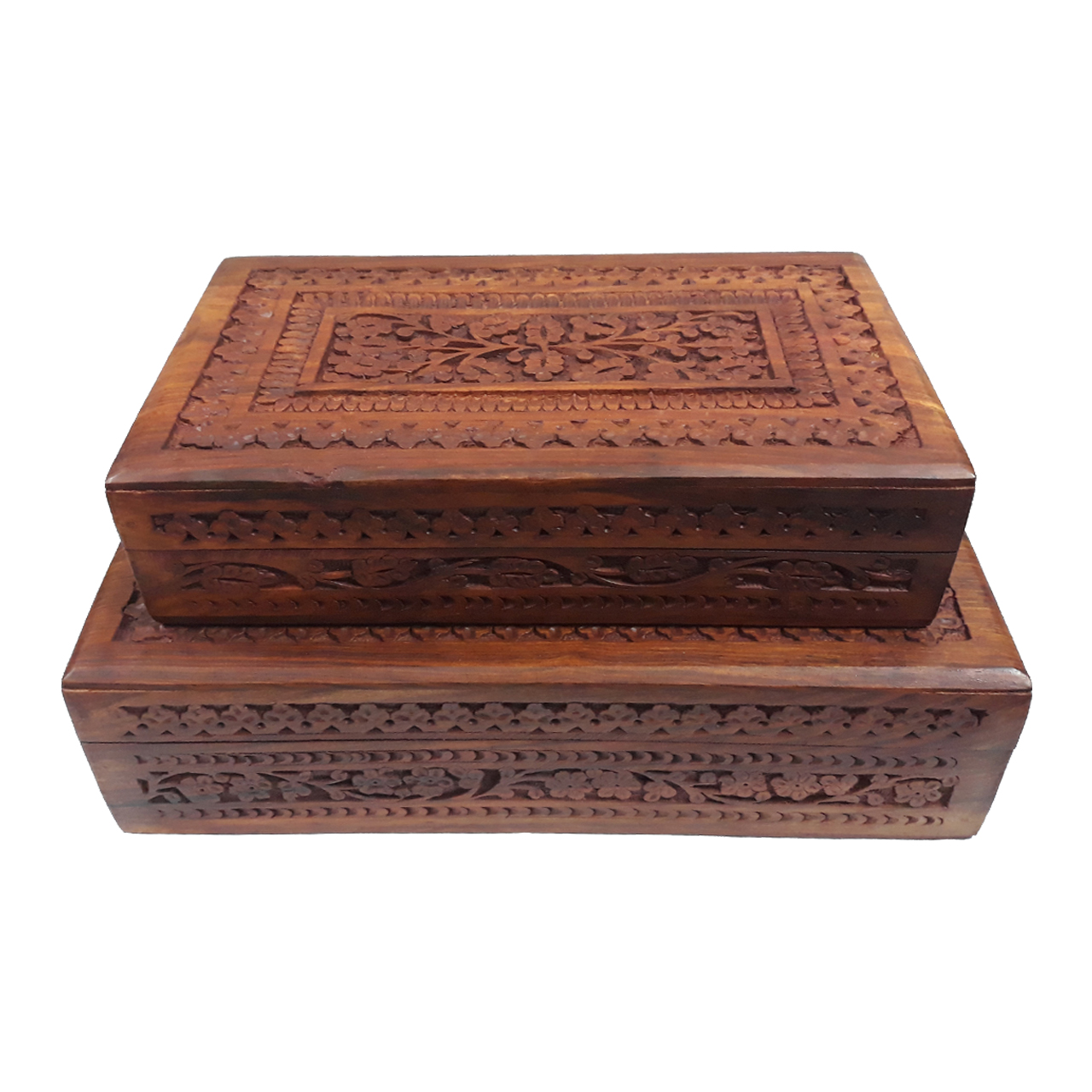 جعبه چوبی منبت کاری هندی مدل 1012-K مجموعه 2 عددی