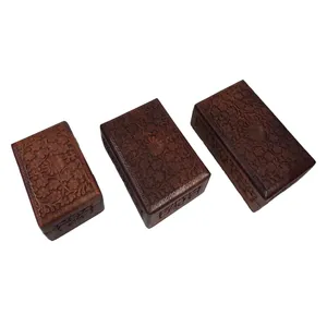 جعبه چوبی منبت کاری هندی 1022-K مجموعه 3 عددی