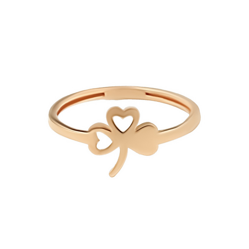 انگشتر طلا 18 عیار زنانه طلاجات مدل مینیمال شبدر سه برگ سایز 50