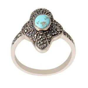 انگشتر نقره زنانه مدل سنگ فیروزه نیشابور اصل کد AW_549