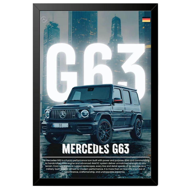 تابلو بکلیت طرح ماشین و خودرو مرسدس بنز Mercedes-Benz G-Class G63 AMG مدل B-po1861 فریم مشکی