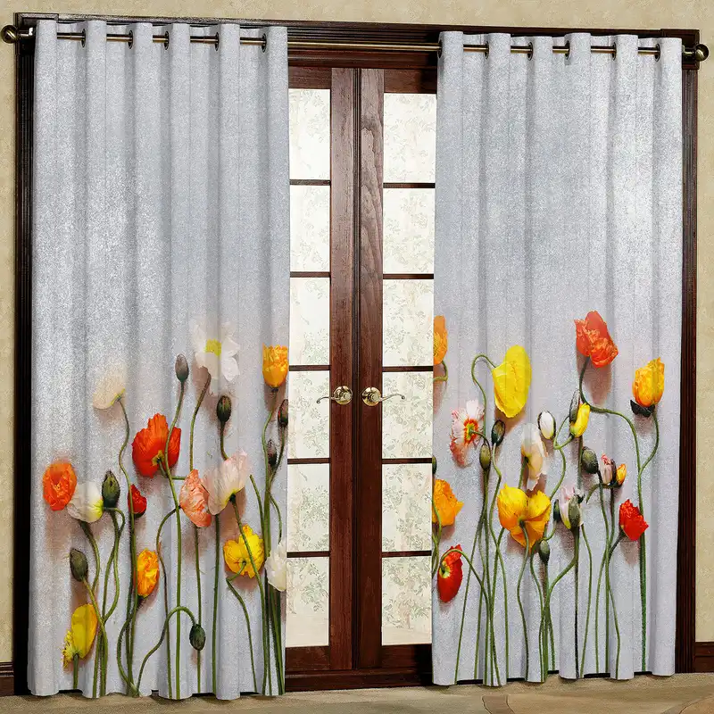 پرده مدل گلدار مخمل پانچی کد 4123 سایز 200x140 سانتی متر