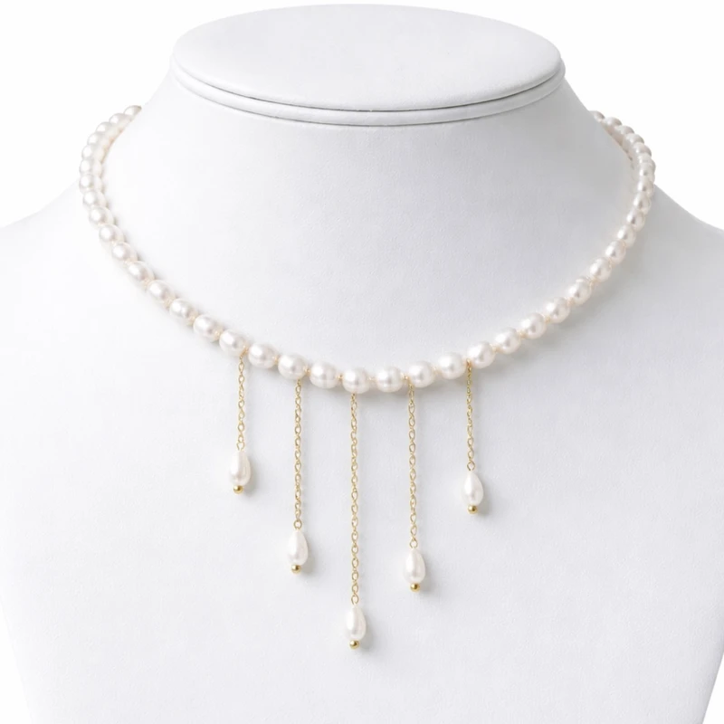 گردنبند زنانه مدل مرواریدی اویزدار