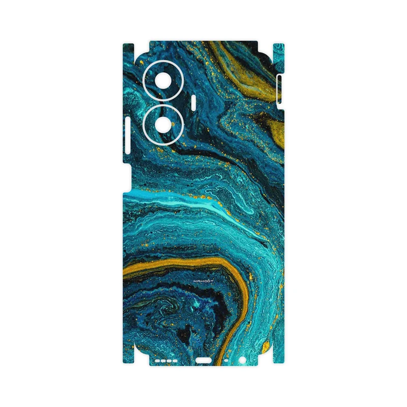 برچسب پوششی ماهوت مدل Turquoise marblewith golden streaks-FullSkin مناسب برای گوشی موبایل ریلمی C55
