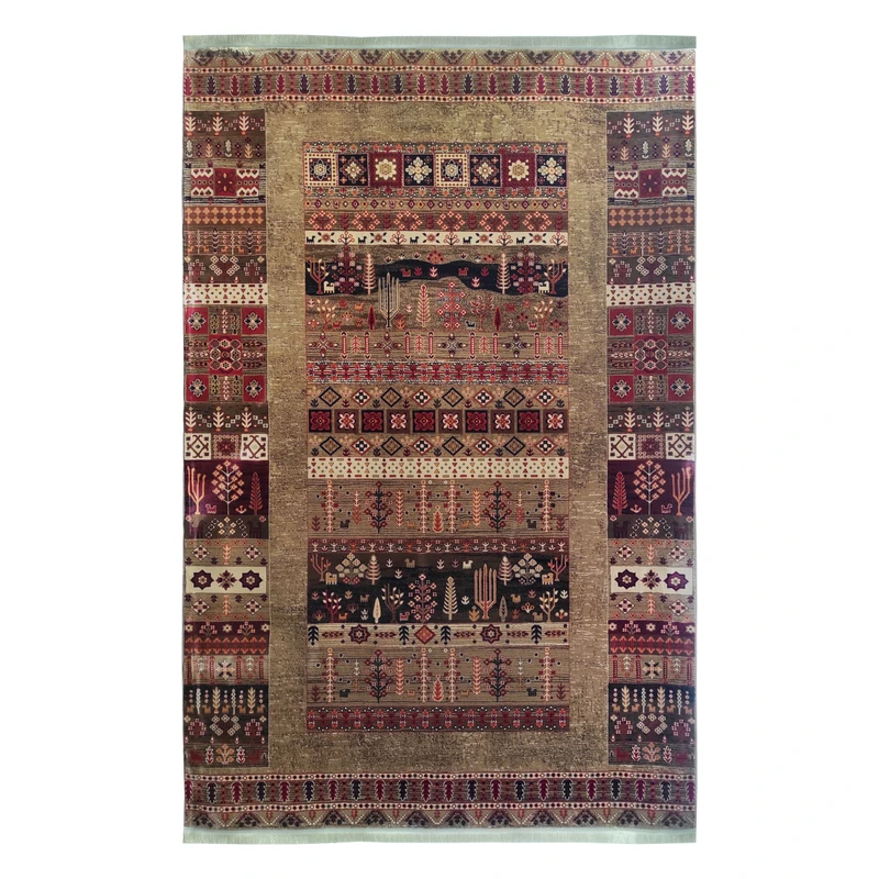 فرش ماشینی بزرگمهر کد 78007 زمینه بژ