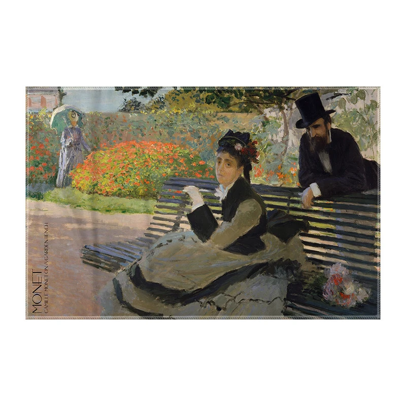 کاغذ کادو ترمه طراحان ایده مدل کامیل مونه رو نیمکت باغ از مونه کد art0180 سایز 57x37 سانتی متر