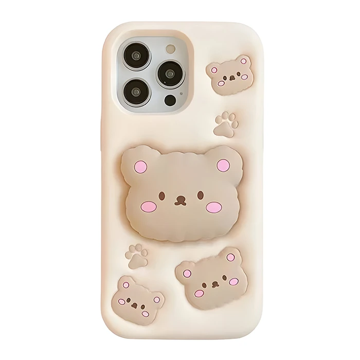 کاور طرح BEAR خرس بیسکویتی استند شو مناسب برای گوشی موبایل اپل IPHONE 12 PRO MAX/13 PRO MAX