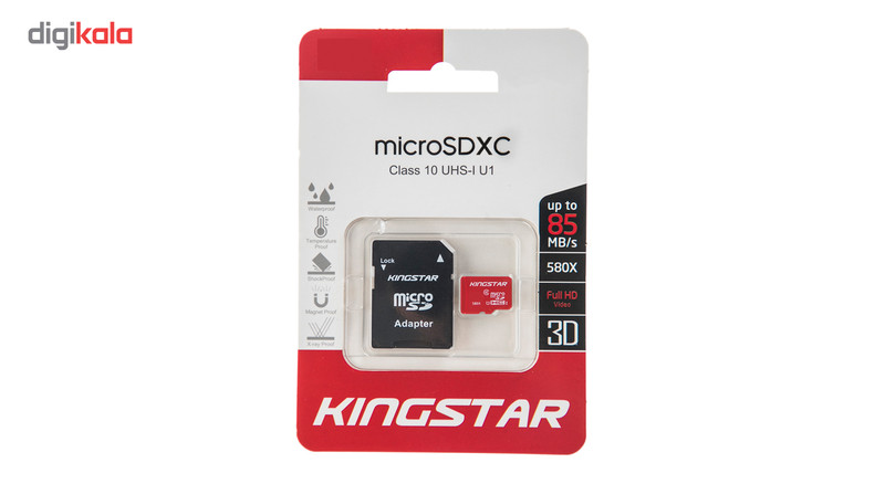 کارت حافظه microSDXC کینگ استار کلاس 10 استاندارد UHS-I U1 سرعت 85MBps همراه با آداپتور SD ظرفیت 128 گیگابایت