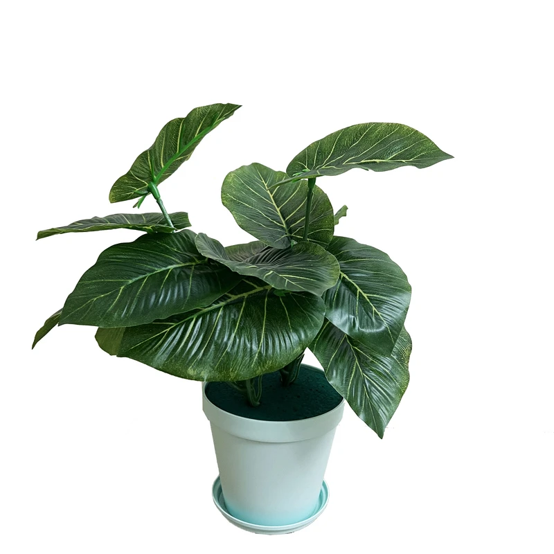 گلدان به همراه گل مصنوعی مدل rainblows twin برگ لوبیا