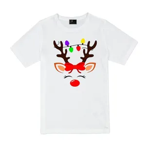 تی شرت آستین کوتاه دخترانه مدل کریسمس کد B5 رنگ سفید