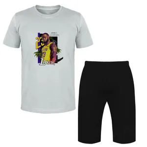 ست تی شرت و شلوارک مردانه مدل LAKERS کد Da 431T رنگ طوسی