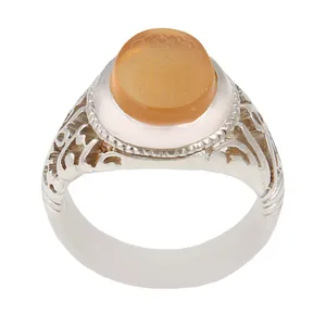 انگشتر نقره مردانه بازرگانی میلادی مدل سنگ عقیق یمنی کد AM_1745