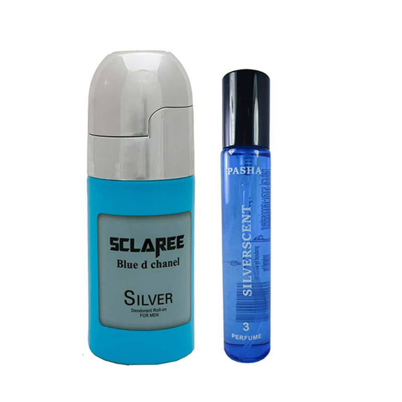 رول ضد تعریق مردانه اسکلاره مدل Silver به همراه عطر قلمی مردانه پاشا مدل Silver scent