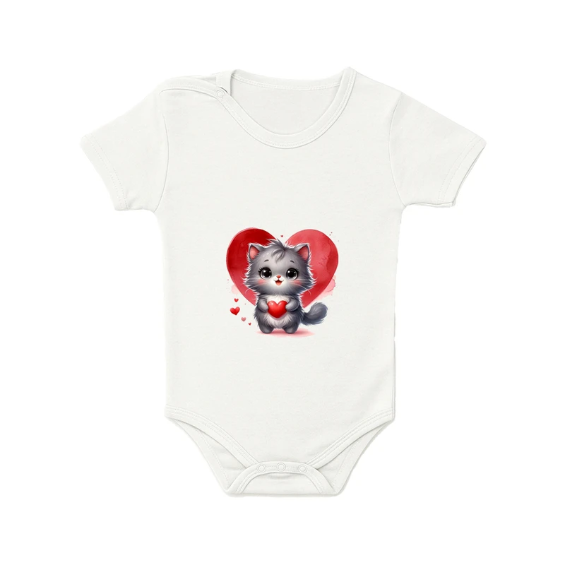 بادی آستین کوتاه نوزادی مدل پیشی قلبی