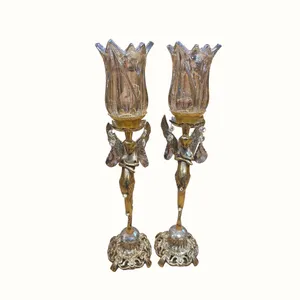 شمعدان برنزی مدل فرشته کد B104 - مجموعه دو عددی