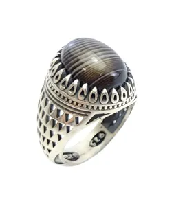انگشتر نقره مردانه مدل عقیق سلیمانی کد 5878