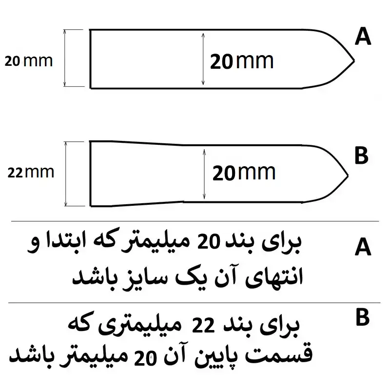 پل بند ساعت مچی مدل چرمی 22mm بسته دو عددی