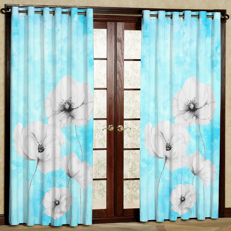 پرده مدل گل دار هازان پانچی کد 4152 سایز 140x200 سانتی متر