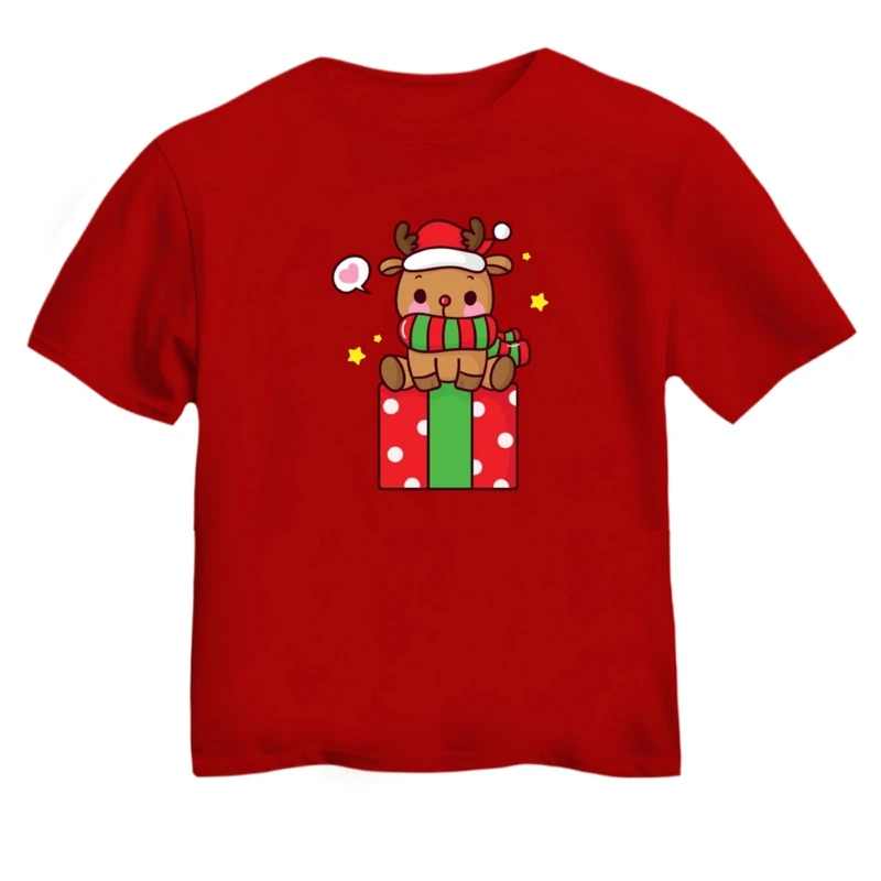 تی شرت آستین کوتاه بچگانه مدل گوزن کریسمس کد 18