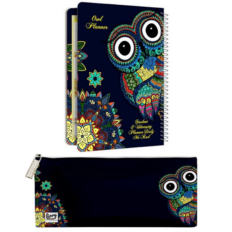 دفتر برنامه ریزی مستر راد طرح جغد مدل روزانه کد fiory 2108 به همراه جامدادی